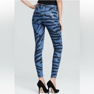 HUDSON JEANS Nico Mid Rise Skinny In Zebra Print Blue